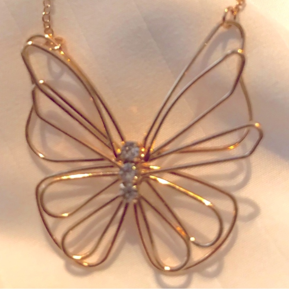 Gold and Rhinestone Butterfly necklace